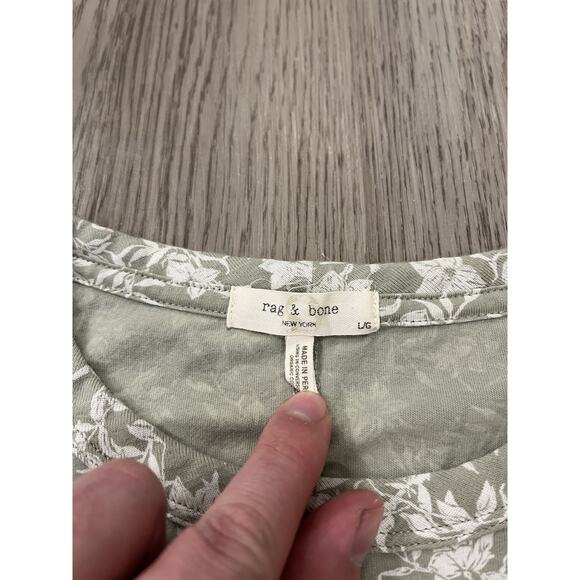 Rag & Bone T Shirt Women's Size Large Julie Floral Print Short Sleeve Tee Jade - Picture 3 of 7